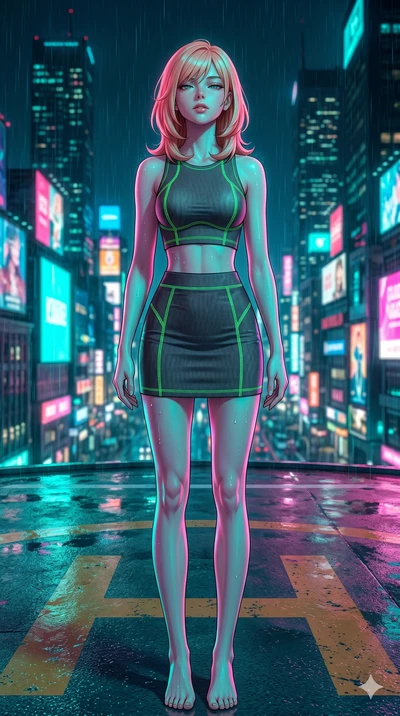 score_9, masterpiece, best quality, ultra-detailed, high-budget anime keyframe, editorial fashion photography, tasteful artistic composition, Japanese woman. cowboy shot from the thighs up, character and outfit filling the frame for maximum editorial