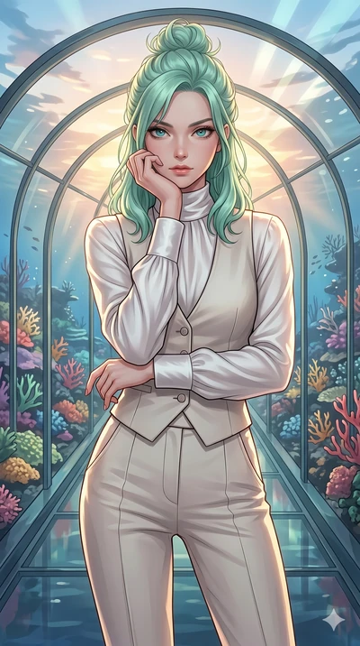 score_9, masterpiece, best quality, ultra-detailed, high-budget anime keyframe, editorial fashion photography, tasteful artistic composition, Japanese woman. cowboy shot from the thighs up, character and outfit filling the frame for maximum editorial