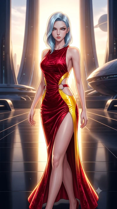 score_9, masterpiece, best quality, ultra-detailed, high-budget anime keyframe, semi-realistic 3D game render, editorial fashion photography, tasteful artistic composition, Korean woman. close-up cowboy shot from the waist and thighs up, the characte
