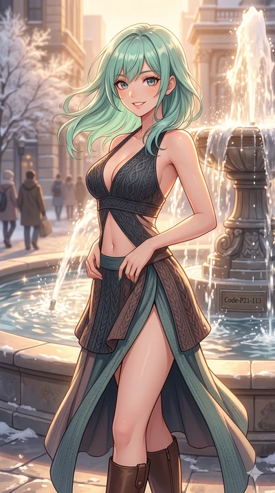 score_9, masterpiece, best quality, ultra-detailed, high-budget anime keyframe, vibrant anime aesthetic, Japanese woman. cowboy shot from the thighs up, character and outfit filling the frame for maximum presence. She is standing tall with a lively w