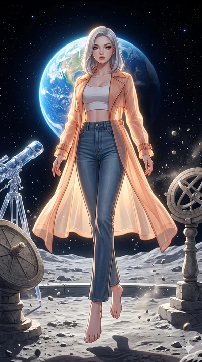 score_9, masterpiece, best quality, ultra-detailed, high-budget anime keyframe, editorial fashion photography, tasteful artistic composition, Korean woman. low angle full-body shot from head to toe showing her feet, filling the entire 9:16 vertical f