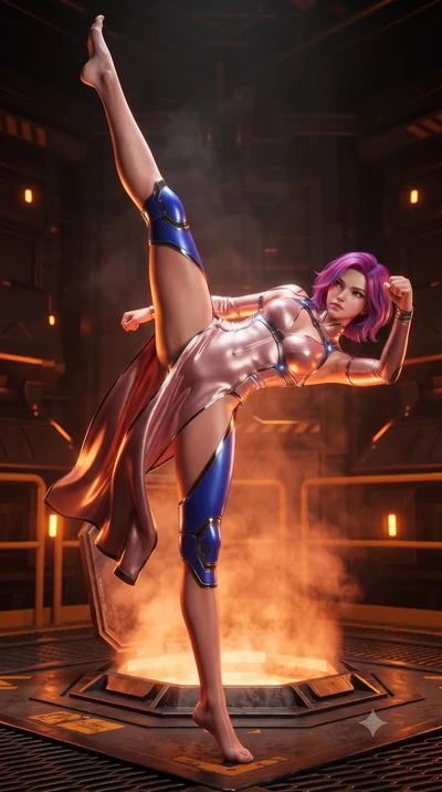 score_9, masterpiece, best quality, ultra-detailed, high-budget anime keyframe, editorial fashion photography, tasteful artistic composition, Caucasian woman. low angle full-body shot from head to toe showing her feet, filling the entire 9:16 vertica