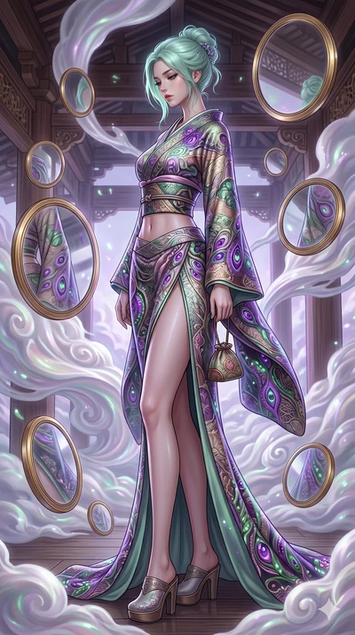 score_9, masterpiece, best quality, ultra-detailed, high-budget anime keyframe, editorial fashion photography, tasteful artistic composition, Japanese woman. cowboy shot from the thighs up, character and outfit filling the frame for maximum editorial