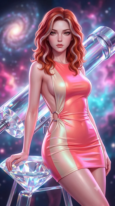 score_9, masterpiece, best quality, ultra-detailed, high-budget anime keyframe, semi-realistic 3D game render, editorial fashion photography, tasteful artistic composition, Caucasian woman. close-up cowboy shot from the waist and thighs up, the chara