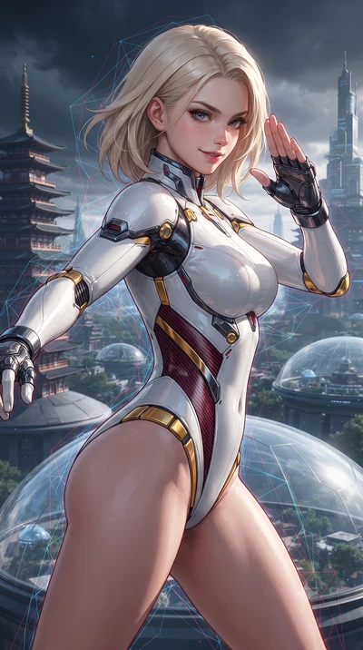 score_9, masterpiece, best quality, ultra-detailed, high-budget anime keyframe, editorial fashion photography, tasteful artistic composition, Caucasian woman. close-up cowboy shot from the waist and thighs up, the character dominates the composition,