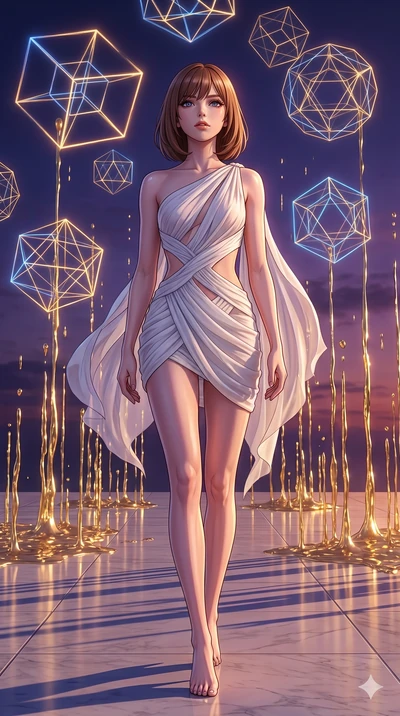 score_9, masterpiece, best quality, ultra-detailed, high-budget anime keyframe, editorial fashion photography, tasteful artistic composition, Caucasian woman, strictly human ears. upper body close-up from the thighs up, character filling the screen f