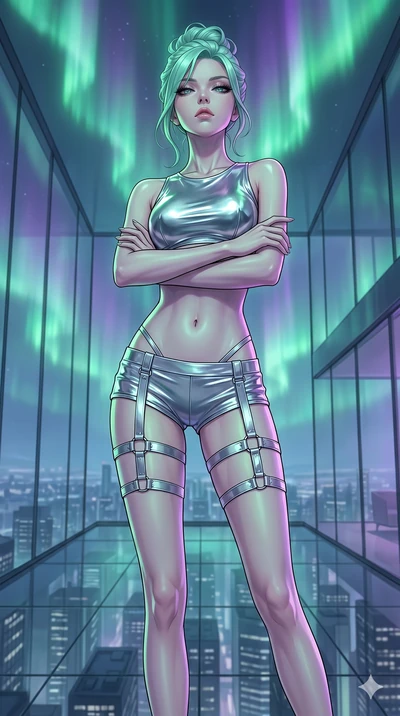 score_9, masterpiece, best quality, ultra-detailed, high-budget anime keyframe, editorial fashion photography, tasteful artistic composition, Japanese woman. cowboy shot from the thighs up, character and outfit filling the frame for maximum editorial
