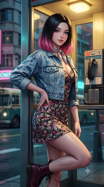 score_9, masterpiece, best quality, ultra-detailed, high-budget anime keyframe, semi-realistic 3D game render, editorial fashion photography, tasteful artistic composition, Korean woman. close-up cowboy shot from the waist and thighs up, the characte