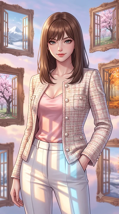 score_9, masterpiece, best quality, ultra-detailed, high-budget anime keyframe, editorial fashion photography, tasteful artistic composition, Korean woman. close-up cowboy shot from the waist and thighs up, the character dominates the composition, fi