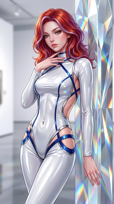 score_9, masterpiece, best quality, ultra-detailed, high-budget anime keyframe, semi-realistic 3D game render, editorial fashion photography, tasteful artistic composition, Caucasian woman. close-up cowboy shot from the waist and thighs up, the chara