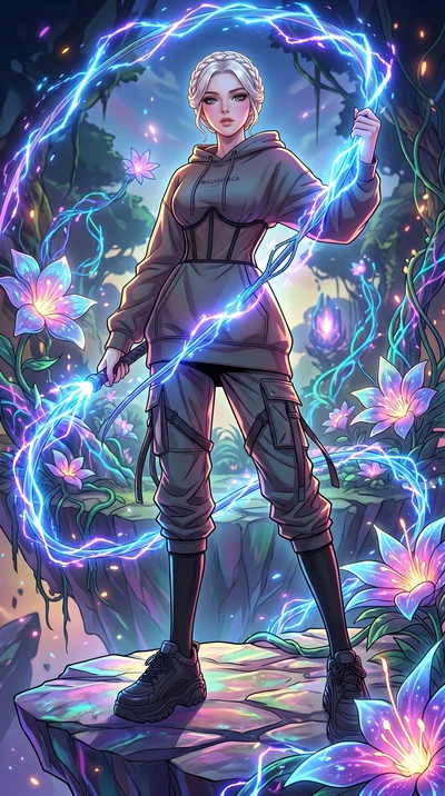 score_9, masterpiece, best quality, ultra-detailed, High-budget Anime Keyframe, vibrant colors, fluid line-art, expressive lighting, cinematic composition, Ufotable-style visual effects, top-tier animation quality, Korean woman with idol-like refined