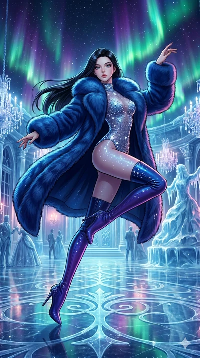 score_9, masterpiece, best quality, ultra-detailed, high-budget anime movie keyframe, cinematic anime lighting, intricate line art, Japanese woman. Low angle cowboy shot filling the entire 9:16 frame with her statuesque presence. leaping gracefully i