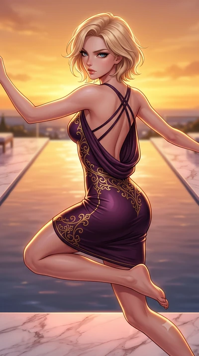 score_9, masterpiece, best quality, ultra-detailed, high-budget anime keyframe, editorial fashion photography, tasteful artistic composition, Caucasian woman. close-up cowboy shot from the waist and thighs up, the character dominates the composition,