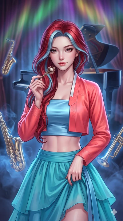 score_9, masterpiece, best quality, ultra-detailed, high-budget anime keyframe, editorial fashion photography, tasteful artistic composition, Caucasian woman, strictly human ears. close-up cowboy shot from the waist and thighs up, the character domin