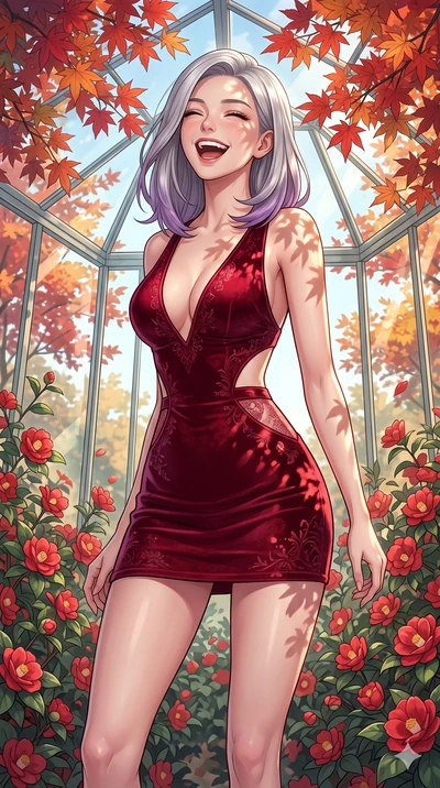 score_9, masterpiece, best quality, ultra-detailed, high-budget anime keyframe, vibrant anime aesthetic, Caucasian woman, strictly human ears. cowboy shot from the thighs up, character and outfit filling the frame for maximum presence. She is tossing