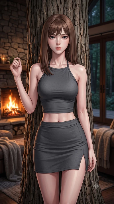 score_9, masterpiece, best quality, ultra-detailed, high-budget anime keyframe, editorial fashion photography, tasteful artistic composition, Korean woman woman. close-up cowboy shot from the waist and thighs up, the character dominates the compositi
