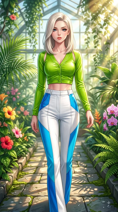 score_9, masterpiece, best quality, ultra-detailed, high-budget anime keyframe, editorial fashion photography, tasteful artistic composition, Caucasian woman. close-up cowboy shot from the waist and thighs up, the character dominates the composition,