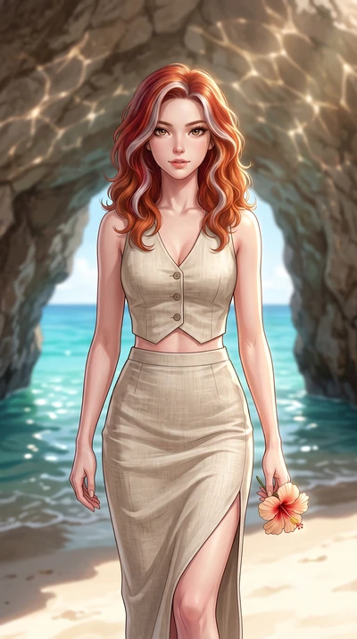 score_9, masterpiece, best quality, ultra-detailed, high-budget anime keyframe, editorial fashion photography, tasteful artistic composition, Caucasian woman woman. close-up cowboy shot from the waist and thighs up, the character dominates the compos