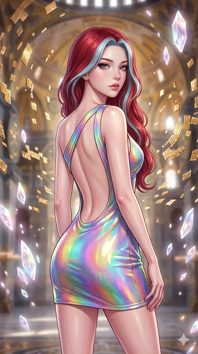 score_9, masterpiece, best quality, ultra-detailed, high-budget anime keyframe, editorial fashion photography, tasteful artistic composition, Caucasian woman, strictly human ears. close-up cowboy shot from the waist and thighs up, the character domin