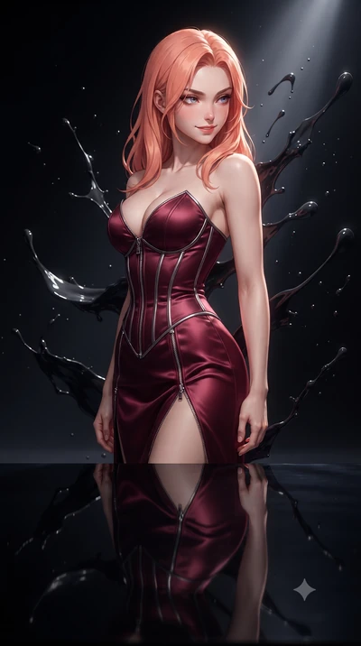 score_9, masterpiece, best quality, ultra-detailed, high-budget anime keyframe, editorial fashion photography, tasteful artistic composition, Japanese woman. close-up cowboy shot from the waist and thighs up, the character dominates the composition, 