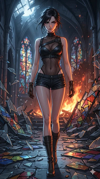 score_9, masterpiece, best quality, ultra-detailed, Set A: High-budget Anime Keyframe, Caucasian (strictly human ears) woman. Upper body close-up from the thighs up, character filling the screen for maximum presence. Walking gracefully through a shat