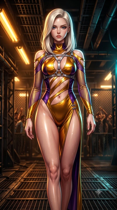 score_9, masterpiece, best quality, ultra-detailed, high-budget anime keyframe, semi-realistic 3D game render, editorial fashion photography, tasteful artistic composition, Caucasian woman. close-up cowboy shot from the waist and thighs up, the chara