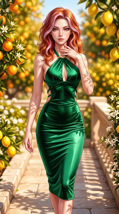 score_9, masterpiece, best quality, ultra-detailed, high-budget anime keyframe, semi-realistic 3D game render, editorial fashion photography, tasteful artistic composition, Caucasian woman. close-up cowboy shot from the waist and thighs up, the chara