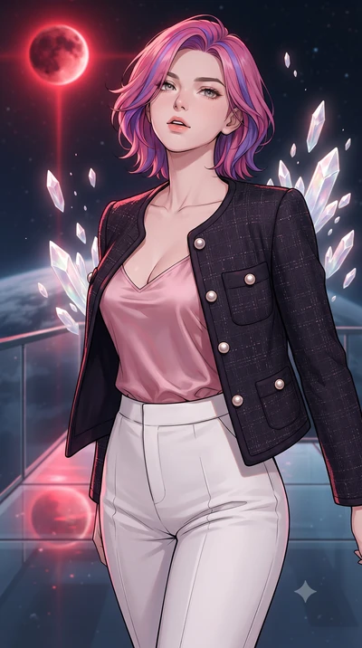 score_9, masterpiece, best quality, ultra-detailed, high-budget anime keyframe, gorgeous anime illustration, with clean line-art and distinct ink outlines, Caucasian woman, strictly human ears. close-up cowboy shot from the waist and thighs up, the c