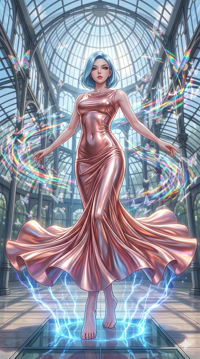 score_9, masterpiece, best quality, ultra-detailed, high-budget anime keyframe, editorial fashion photography, tasteful artistic composition, Korean woman. low angle full-body shot from head to toe showing her feet, filling the entire 9:16 vertical f
