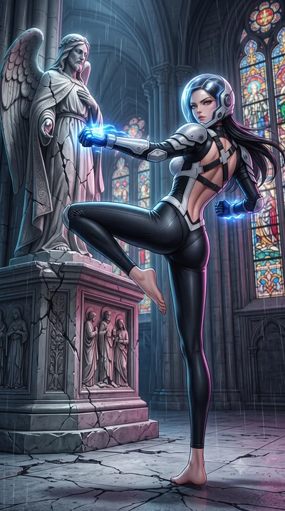 score_9, masterpiece, best quality, ultra-detailed, high-budget anime keyframe, semi-realistic 3D game render, editorial fashion photography, tasteful artistic composition, Korean woman. low angle full-body shot from head to toe showing her feet, fil