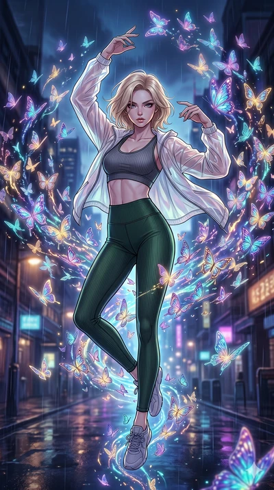 score_9, masterpiece, best quality, ultra-detailed, high-budget anime movie keyframe, cinematic anime lighting, intricate line art, Korean woman. Low angle cowboy shot capturing a powerful motion and statuesque presence. summoning a cloud of glowing 