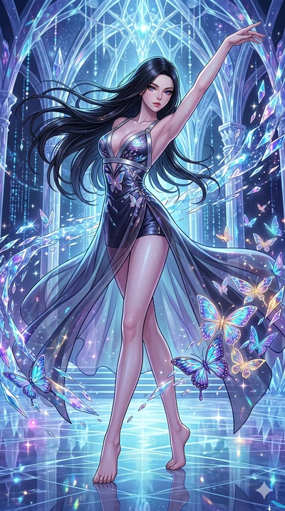 score_9, masterpiece, best quality, ultra-detailed, high-budget anime movie keyframe, cinematic anime lighting, intricate line art, Japanese woman. Dynamic full-body shot stretching the vertical silhouette across the 9:16 frame. dancing with data-sha