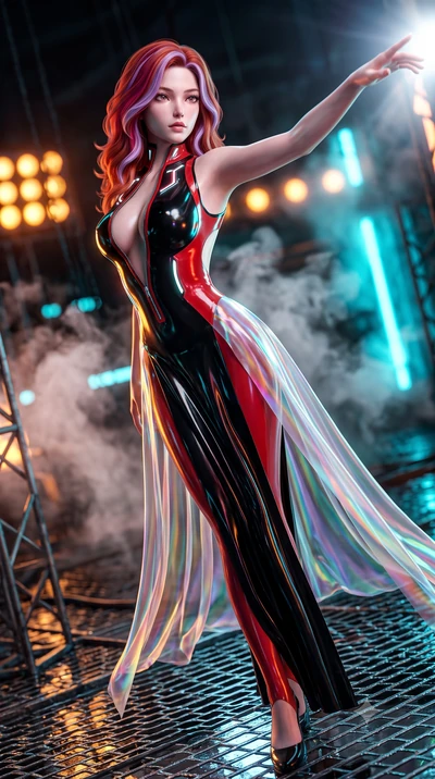 score_9, masterpiece, best quality, ultra-detailed, high-budget anime keyframe, semi-realistic 3D game render, editorial fashion photography, tasteful artistic composition, Caucasian woman. close-up cowboy shot from the waist and thighs up, the chara