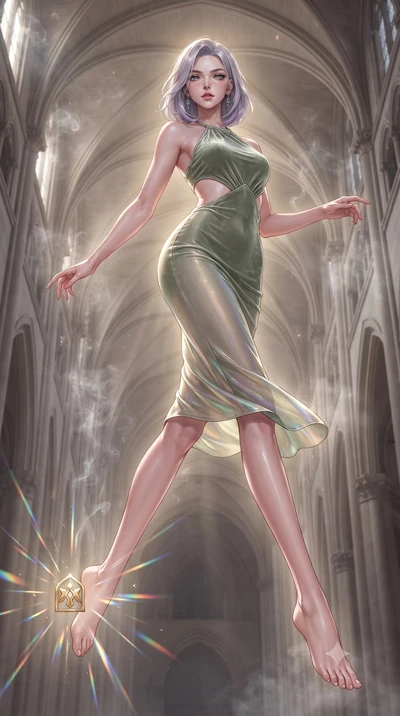 score_9, masterpiece, best quality, ultra-detailed, high-budget anime keyframe, editorial fashion photography, tasteful artistic composition, Caucasian woman. low angle full-body shot from head to toe showing her feet, filling the entire 9:16 vertica