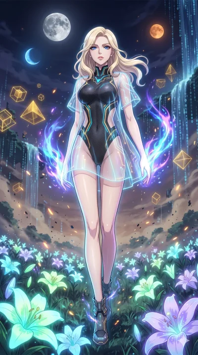 score_9, masterpiece, best quality, ultra-detailed, High-budget Anime Keyframe, vibrant colors, fluid line-art, expressive lighting, cinematic composition, Ufotable-style visual effects, top-tier animation quality, Caucasian woman with pale skin, blo