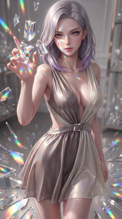 score_9, masterpiece, best quality, ultra-detailed, high-budget anime keyframe, editorial fashion photography, tasteful artistic composition, Caucasian woman. close-up cowboy shot from the waist and thighs up, the character dominates the composition,