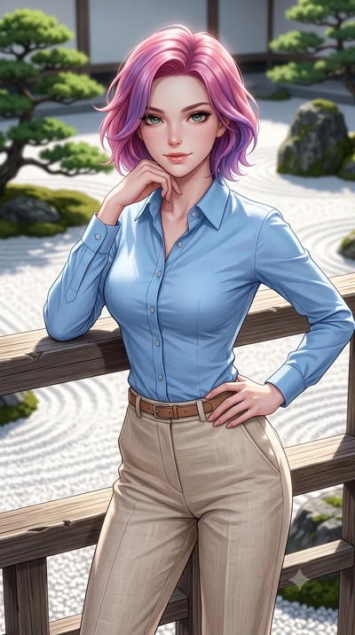 score_9, masterpiece, best quality, ultra-detailed, high-budget anime keyframe, editorial fashion photography, tasteful artistic composition, Caucasian woman woman. close-up cowboy shot from the waist and thighs up, the character dominates the compos