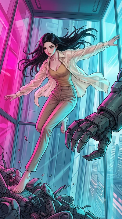 score_9, masterpiece, best quality, ultra-detailed, high-budget anime keyframe, editorial fashion photography, tasteful artistic composition, Korean woman. low angle full-body shot from head to toe showing her feet, filling the entire 9:16 vertical f