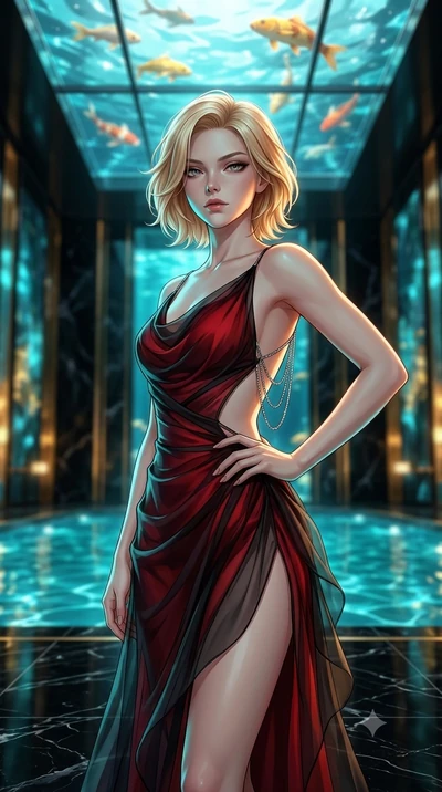 score_9, masterpiece, best quality, ultra-detailed, high-budget anime keyframe, semi-realistic 3D game render, editorial fashion photography, tasteful artistic composition, Caucasian woman. close-up cowboy shot from the waist and thighs up, the chara