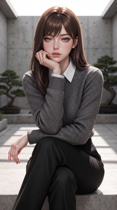score_9, masterpiece, best quality, ultra-detailed, high-budget anime keyframe, editorial fashion photography, tasteful artistic composition, Korean woman woman. close-up cowboy shot from the waist and thighs up, the character dominates the compositi