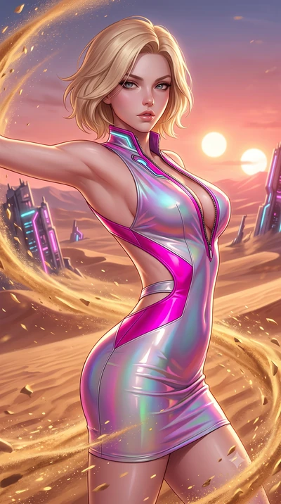 score_9, masterpiece, best quality, ultra-detailed, high-budget anime keyframe, semi-realistic 3D game render, editorial fashion photography, tasteful artistic composition, Caucasian woman. close-up cowboy shot from the waist and thighs up, the chara