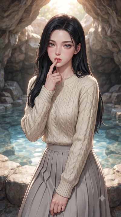 score_9, masterpiece, best quality, ultra-detailed, high-budget anime keyframe, editorial fashion photography, tasteful artistic composition, Korean woman woman. close-up cowboy shot from the waist and thighs up, the character dominates the compositi