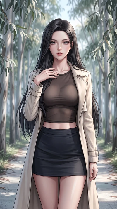 score_9, masterpiece, best quality, ultra-detailed, high-budget anime keyframe, editorial fashion photography, tasteful artistic composition, Korean woman woman. close-up cowboy shot from the waist and thighs up, the character dominates the compositi