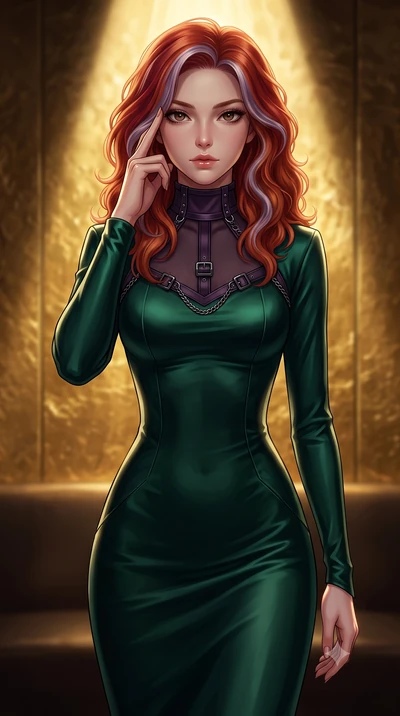 score_9, masterpiece, best quality, ultra-detailed, high-budget anime keyframe, editorial fashion photography, tasteful artistic composition, Caucasian woman. close-up cowboy shot from the waist and thighs up, the character dominates the composition,