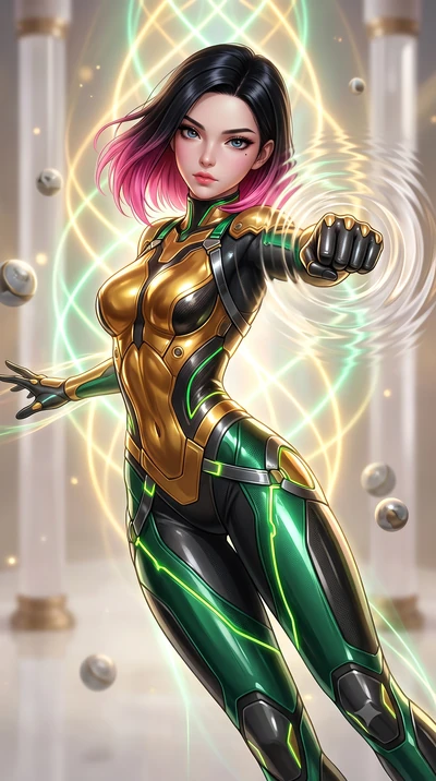 score_9, masterpiece, best quality, ultra-detailed, high-budget anime keyframe, semi-realistic 3D game render, editorial fashion photography, tasteful artistic composition, Korean woman. close-up cowboy shot from the waist and thighs up, the characte