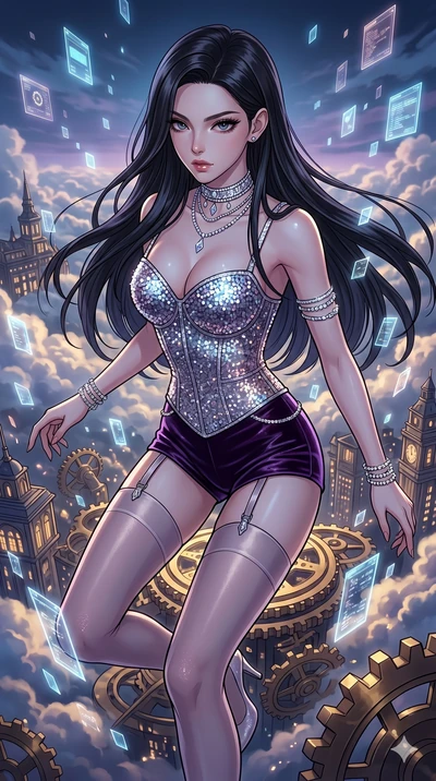 score_9, masterpiece, best quality, ultra-detailed, high-budget anime movie keyframe, cinematic anime lighting, intricate line art, Caucasian (strictly human ears) woman. Upper body filling screen focusing on her alluring features and slim-fit silhou