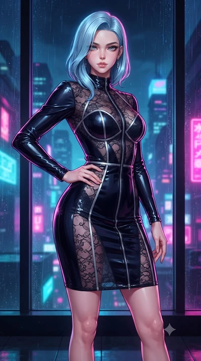 score_9, masterpiece, best quality, ultra-detailed, high-budget anime keyframe, editorial fashion photography, tasteful artistic composition, Korean woman. close-up cowboy shot from the waist and thighs up, the character dominates the composition, fi