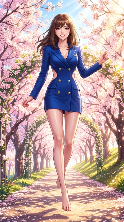 score_9, masterpiece, best quality, ultra-detailed, high-budget anime keyframe, editorial fashion photography, tasteful artistic composition, Korean woman. low angle full-body shot from head to toe showing her feet, filling the entire 9:16 vertical f