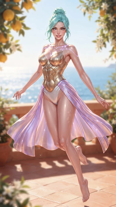 score_9, masterpiece, best quality, ultra-detailed, high-budget anime keyframe, editorial fashion photography, tasteful artistic composition, Japanese woman. low angle full-body shot from head to toe showing her feet, filling the entire 9:16 vertical