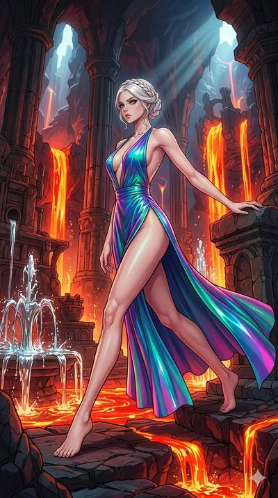 score_9, masterpiece, best quality, ultra-detailed, high-budget anime movie keyframe, cinematic anime lighting, intricate line art, Japanese anime girl. Dynamic full-body shot stretching the vertical silhouette across the 9:16 frame. exploring lost r